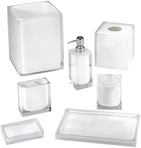 IZOD - Wastebasket, Decorative Trash Can, Durable, Dorm Room Essentials, Modern Home Decor (Marina Collection, White)