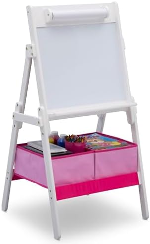 Delta Children Classic Kids Whiteboard/Dry Erase Easel with Storage, Bianca White