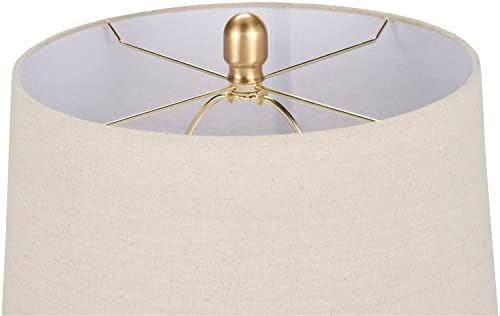 Nourison Home 23" Greyish Brown Earth Tone Rustic Farmhouse Ceramic Table Lamp for Bedroom, Living Room, Dining, Office, with Beige Linen Shade