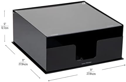 Mind Reader Paper Plate Holder, Covered Dispenser, Dinner Party Essentials, Plate Caddy, Acrylic, 11" L x 11" W x 5" H, Black (Pack of 2)