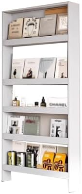 LINLIUA Behind the Door Bookshelf, 5 Shelf Behind Door Shelves with Storage, Space-Saving Wall Mount Narrow Bookcase Cabinet for Living Room Bedroom
