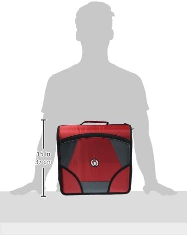 Case-it School Zipper Binder | 4-Inch D-Rings | 800-Sheet | D-186 Red | King Sized Zip Tab, 5-Subject Expanding File Folder, Multiple Pockets, Storage Organizer, Shoulder Strap, Office