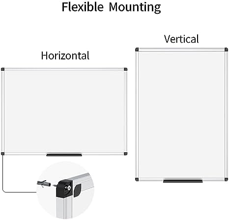 VIZ-PRO Magnetic Dry Erase Board, 36 X 24 Inches, Silver Aluminium Frame