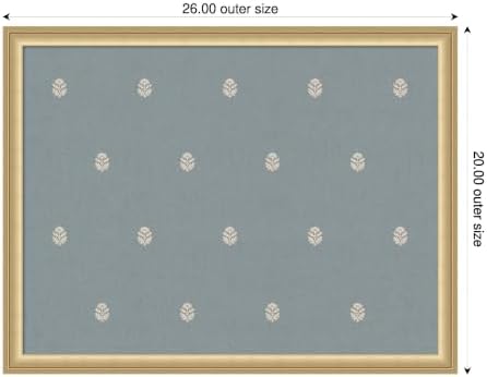 Kate and Laurel Framed Fabric Magnetic Board 26 x 20, Blue Botanical Block Print Printed Linen Casual Transitional Bulletin Board for Use as a Vision Board or Wall Organization, Florence Gold Frame