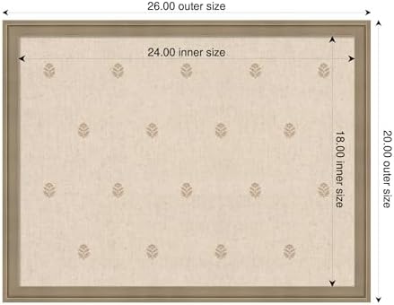 Kate and Laurel Framed Fabric Pinboard 26 x 20, Beige Botanical Block Print Printed Linen Classic Bulletin Board for Use as a Vision Board or Wall Organization, Florence Light Brown Frame
