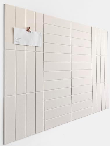 Felt Bulletin Board Tiles | Modern Cork Board Alternative | Large Cork Boards for Walls | Aesthetic Felt Wall Panels for Office & Home Decor | Pinboard & Photo Board (12-Pack) | Beige