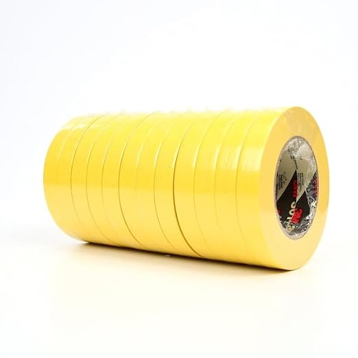 3M Performance Yellow Masking Tape 301+, 18 mm x 55 m, 48 Roll/Case | 6.3 mil, Holding and Masking Tape for Automotive, Specialty Vehicle and Industrial Markets