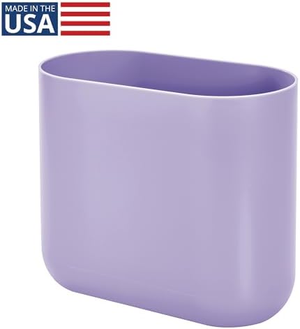 iDesign Small Slim Plastic Bathroom Trash Can, Purple