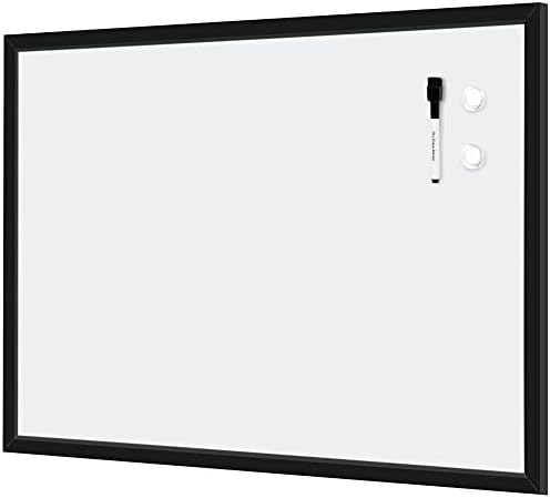 Amazon Basics Magnetic Dry Erase Whiteboard, 35"W x 23"H, Black Wooden Frame, Wall-Mounted for Writing and Presentation