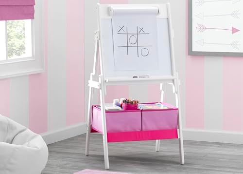 Delta Children Classic Kids Whiteboard/Dry Erase Easel with Storage, Bianca White