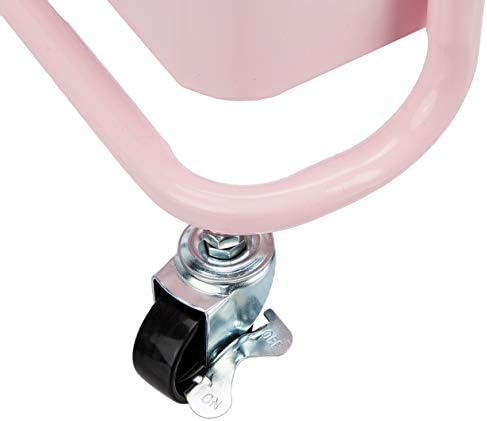 Amazon Basics 3-Tier Rolling Utility or Kitchen Cart, Lockable Wheels, Multifunctional Storage, Metal Storage Organizer, Portable, Dusty Pink