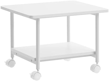 VASAGLE 2-Tier Printer Stand with Locking Wheels, Under Desk Printer Table