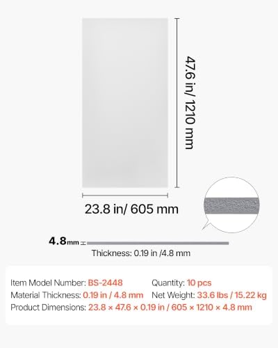 VEVOR 24 x 48 in PVC Ceiling Tiles 10-Pack Drop Ceiling Panels White, PVC Foam Board, Grid Fit, Water-Resistant, Flexible Cut, Easy to Clean, Modern Decorative for Home,Office,Kitchen,Living Room