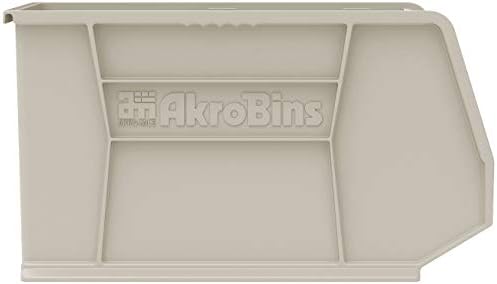 Akro-Mils 30265 AkroBins Plastic Storage Bins, 18"x8.25"x9", Stone, 6-Pack