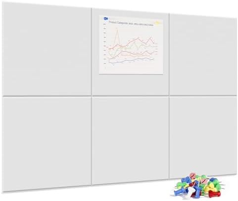 Neatsure Large Cork Board for Wall, 36" x 24" White Bulletin Board with Pushpins, 6 Panels Felt Tiles Tack Push Pin Board for Office
