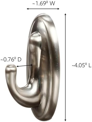 Command Medium Brushed Nickel Curtain Rod Hooks, 2 Hooks, 2 Strips