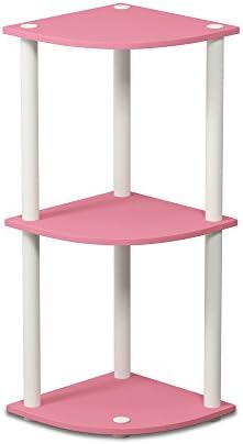 Furinno Turn-N-Tube Toolless Assembly 3-Tier Storage Shelves, Pink