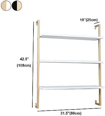 Contemporary Wall Unit Bookcase Metal Frame Pine Wood Shelf Bookshelf Wall-Mounted Bookshelf Wrought Iron Bag Rack Multi-Layer Clothing Store Decoration Black Wood 31.5" L x 9.8" W x 42.5" H