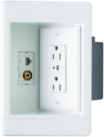 Legrand Pass & Seymour TV1WTVSSWCC2 1 Gang Recessed TV Box with Surge Protective and Low Voltage Kit, White (1 Count)