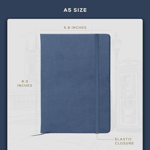 BEECHMORE BOOKS A5 5x8 Lined Leather Journal For Men, 120 GSM with Gift Box