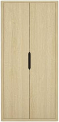 Manhattan Comfort Rivington Bookshelf 79 in Tall 5-Tier Bookcase with Soft Close Doors, Modern Storage Cabinet, Handle-Free, Round Corner Design for Living Room, Bedroom, or Home Office in Natural Oak