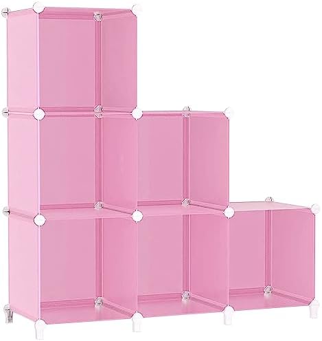 AWTATOS Cube Storage Organizer, Closet Organizers, 6 Cube Shelf, Pink