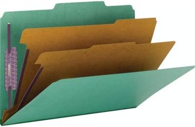 Smead Pressboard Legal Size File Folders with SafeSHIELD Fasteners, 2 Dividers, 2" Expansion, Office Folders, Paper Holder, Green, 10 per Box (19033)