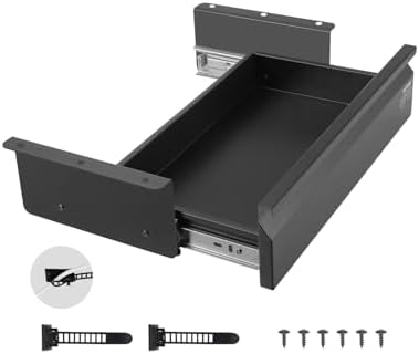 VEVOR Under Desk Drawer Slide Out, 16 inch Attachable Desk Drawer for Sit Stand Workstation, Hidden Under Counter Drawers for office Home, Black