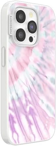 PopSockets iPhone 15 Pro Phone Case with MagSafe- Coastal Dye Purple | Magnetic, Wireless Charging, Camera & Drop Protection, Purple, Aura, Rainbow, Colorful