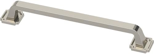 Franklin Brass 10 Pack Polished Nickel Cabinet Handles 6-5/16 inch (160mm) Kitchen Cabinet Handles and Drawer Pulls for Cupboards and Dressers |Notched Backplate