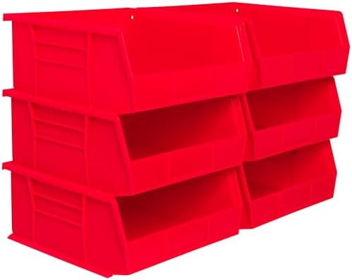 Akro-Mils 30235 AkroBins Plastic Storage Bins, 11"x11"x5", Red, 6-Pack