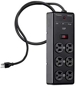Monoprice Metal Surge Protector Heavy Duty Power Box - 6 Outlet - Black with 6 Feet Cord/Cable, 540 Joules, UL Certfied