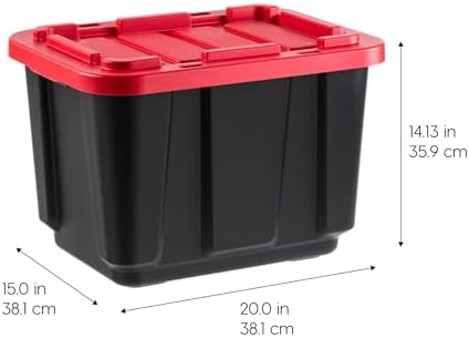 IRIS USA 4-Pack 12 Gal Heavy Duty Storage Tote Bins with Lids, Red