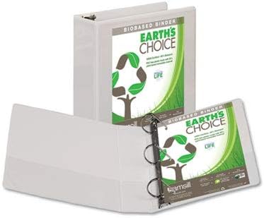 Samsill Plant-Based 3 Inch Durable D-Ring, View Binder, Eco-Friendly, USDA Certified Biobased, White, Pack of 1