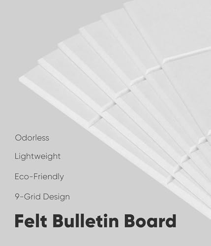 Large Cork Board for Walls 36" x 24", 6 Pack Felt Wall Tiles with Push Pins for Office Home, Pin Board Bulletin Board for Photo Pictures, White