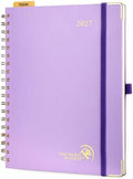POPRUN 2027 Planner Daily Weekly and Monthly Calendar with Hourly Schedule, Monthly Tabs(Large Size 10'' x 8'' Wire-Bound Hard Cover) - Agenda 2027 (Jan.2027-Dec.2027) - Violet
