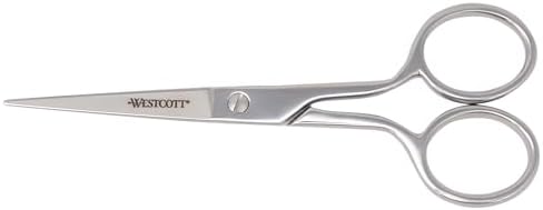 Westcott 5in Forged Fabric and Paper Scissors, Precision Scissors for Embroidery Detail, Sewing, Quilting, Tailoring, Arts and Crafts