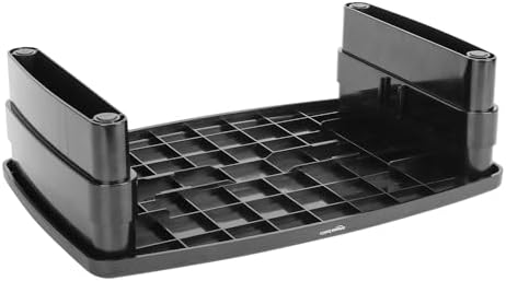 Amazon Basics Height Adjustable Monitor Stand Riser with Storage Organizer, 3-Level Stackable Design, Durable ABS Plastic, Supports up to 22lbs, for Monitors & Laptops, Black