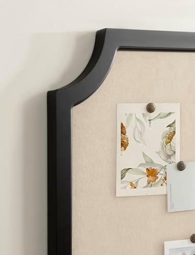 Hogan Framed Scalloped Decorative Wall Pinboard; Black; 24 x 36; Rustic Modern Farmhouse Bulletin Board for Wall Organization and Decorative Displays