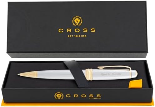 Cross Bailey Personalized Ballpoint Pen in Chrome with 23k Gold Trim