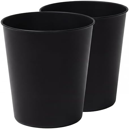 happimess Nolan 2 Gal Smooth Steel Wastebasket, Matte Black, Set of 2