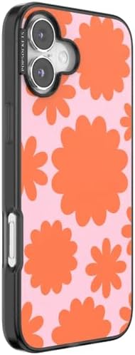 PopSockets iPhone 16 Plus Phone Case with MagSafe- Floating Florals | Magnetic, Wireless Charging, Camera & Drop Protection, Hot Pink, Flower, Floral