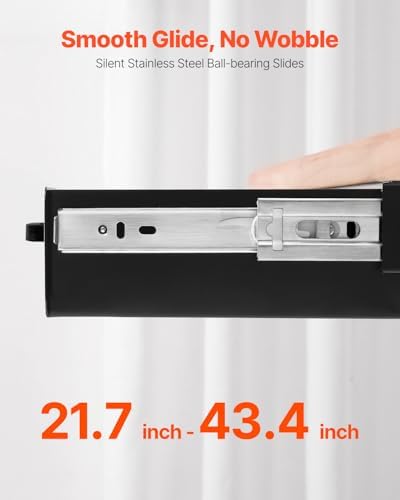VEVOR Under Desk Drawer Slide Out, 22 inch Under Desk Mounted Pull-out Drawer Attachment, Hidden Under Counter Drawers for office Home Sit Stand Workstation, Black
