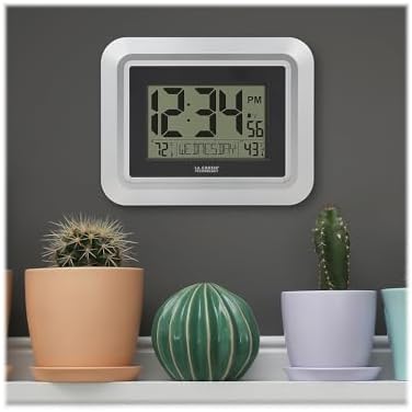 La Crosse Technology 513-1918S-INT Atomic Digital Wall Clock with Outdoor Temperature
