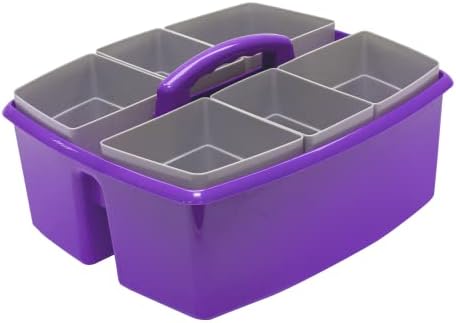 Storex Large Classroom Craft Caddy with Cups, 13 x 11 x 6.575 Inches, Purple, Case of 2 (00986A02C)