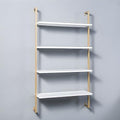 Contemporary Wall Unit Bookcase Metal Frame Pine Wood Shelf Bookshelf Wall-Mounted Bookshelf Wrought Iron Bag Rack Multi-Layer Clothing Store Decoration White Gold 23.6" L x 9.8" W x 55.1" H