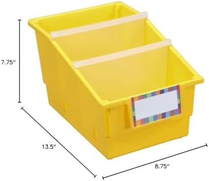 Really Good Stuff Yellow Chapter Book Classroom Library Bins with Dividers