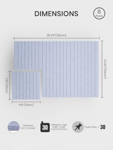Bumusty 36"x 24" Large Felt Bulletin Board Tiles,Soft Periwinkle
