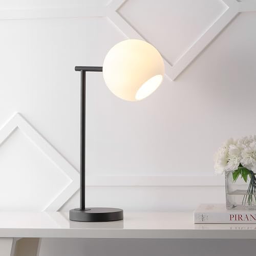 JONATHAN Y Charles Modern Globe Bedside Table Lamp 20.5", Black/White