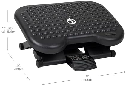 Mind Reader Foot Rest, Under Desk at Work, Ergonomic, Height Adjustable, Office, Plastic, 17" L x 13" W x 6.25" H, Black (Pack of 5)